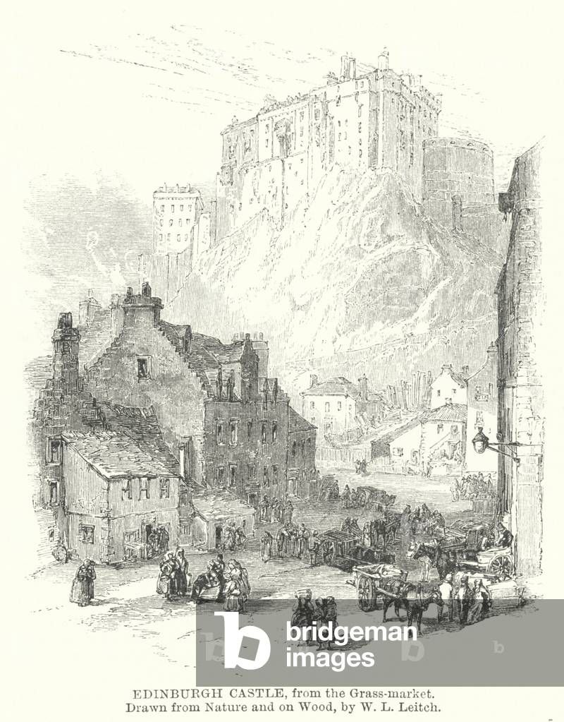 Edinburgh Castle, from the Grass-market (engraving)