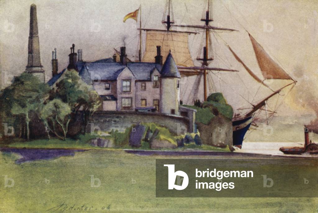 Henry Bell's Monument and Dunglass Castle (colour litho)