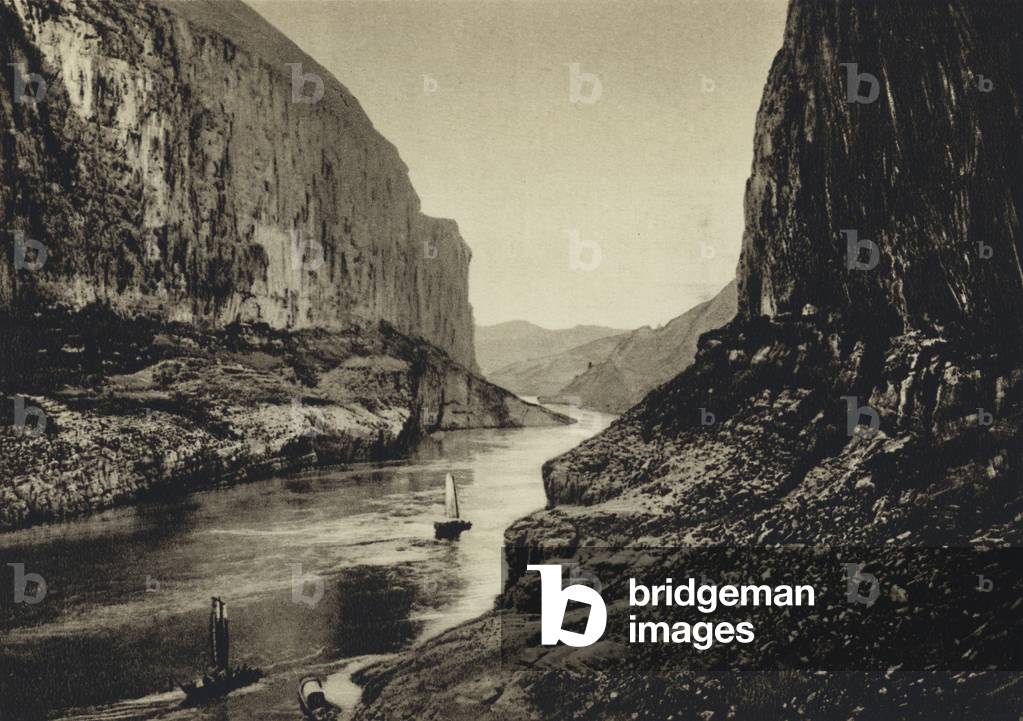 China, Ravine of the Yang-tsze-kiang (b/w photo)