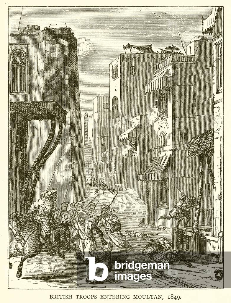 British Troops entering Moultan, 1849 (engraving)