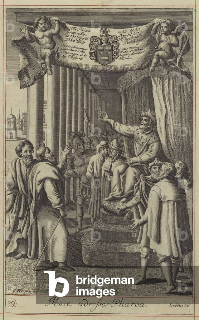 Moses adresses Pharoa (engraving)