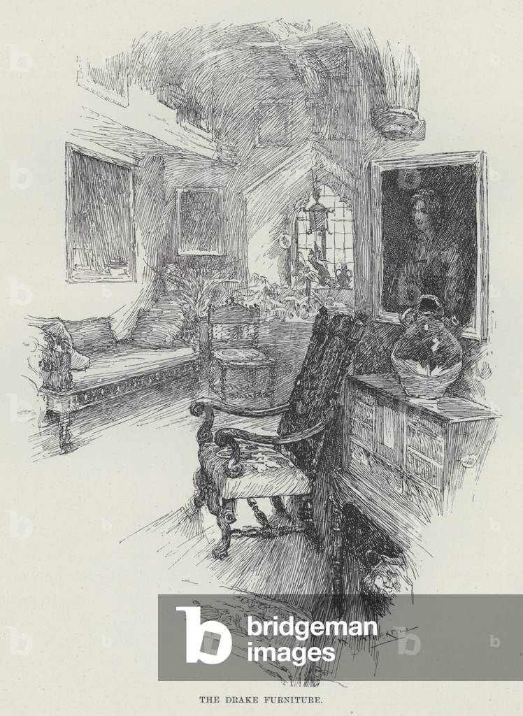 Berkeley Castle, The Drake Furniture (litho)