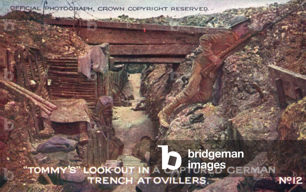 Tommy's Look-out in a captured German trench at Ovillers (colour photo)