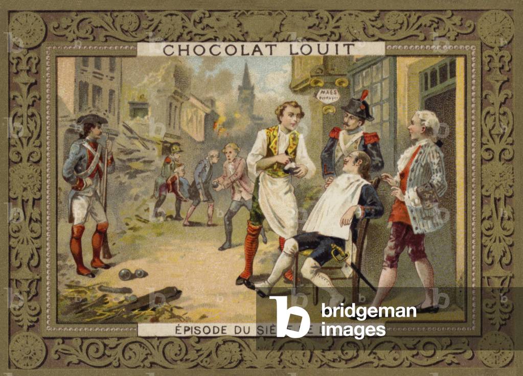 An episode during the Siege of Lille, France, 1792 (chromolitho)