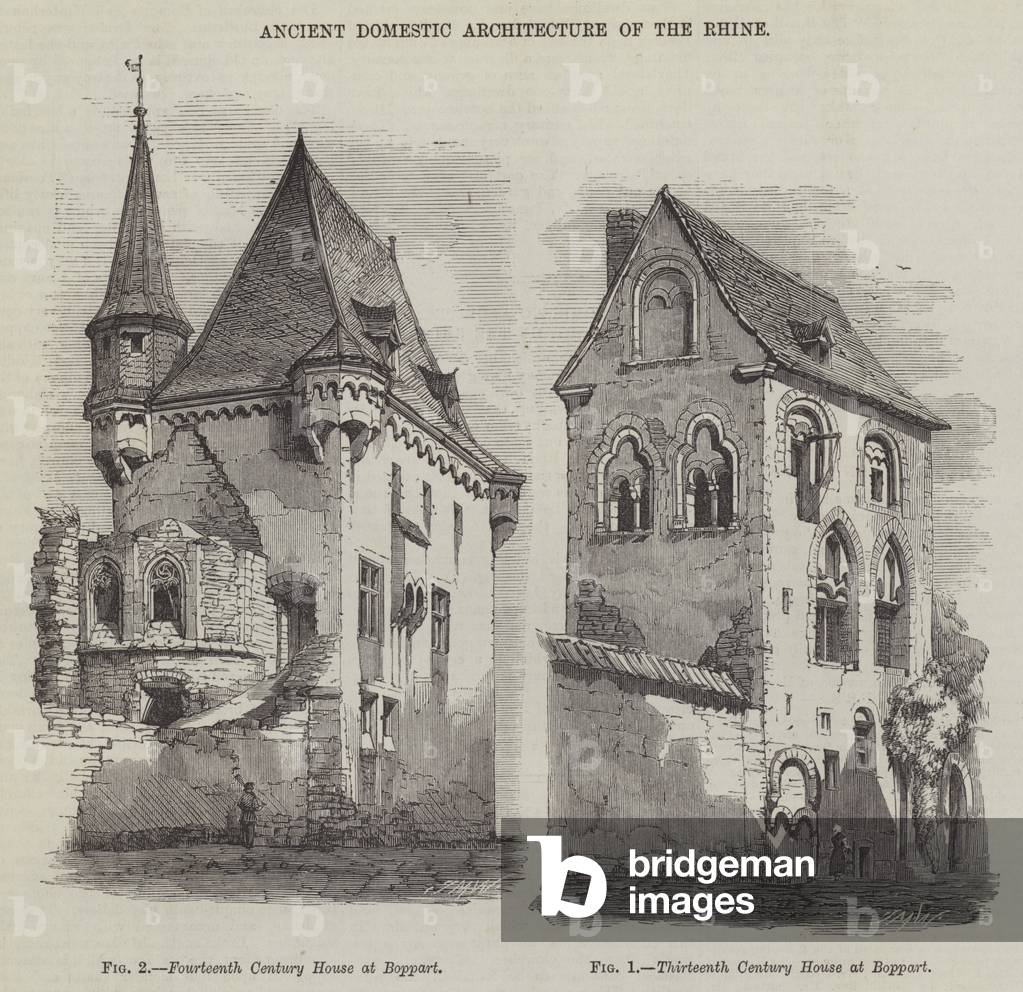 Ancient Domestic Architecture of the Rhine (engraving)