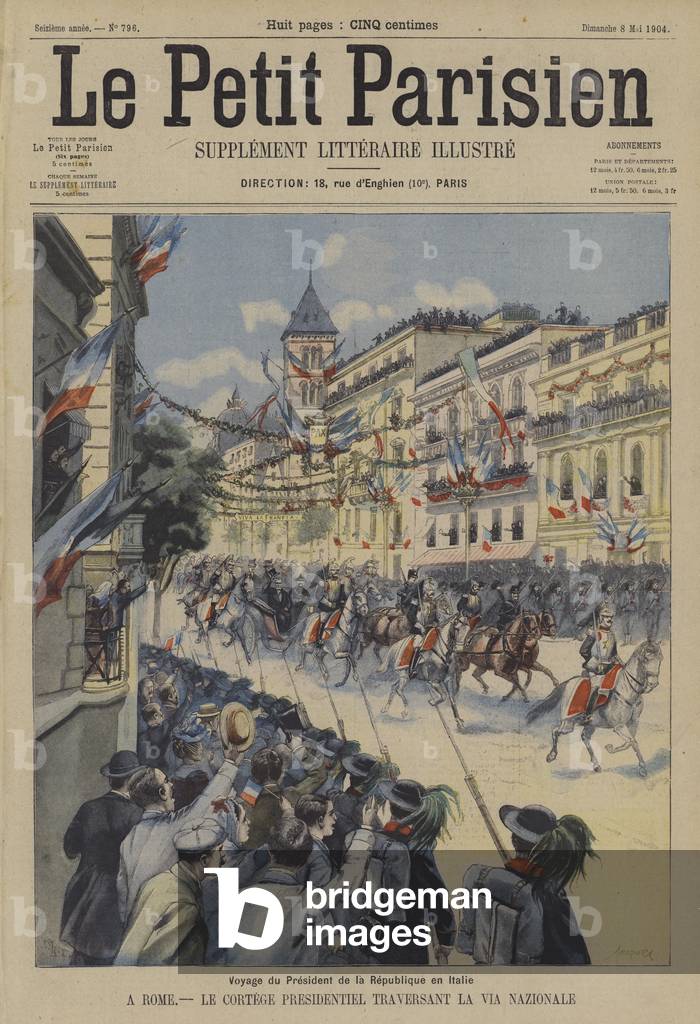 Visit of President Loubet of France to Italy (colour litho)