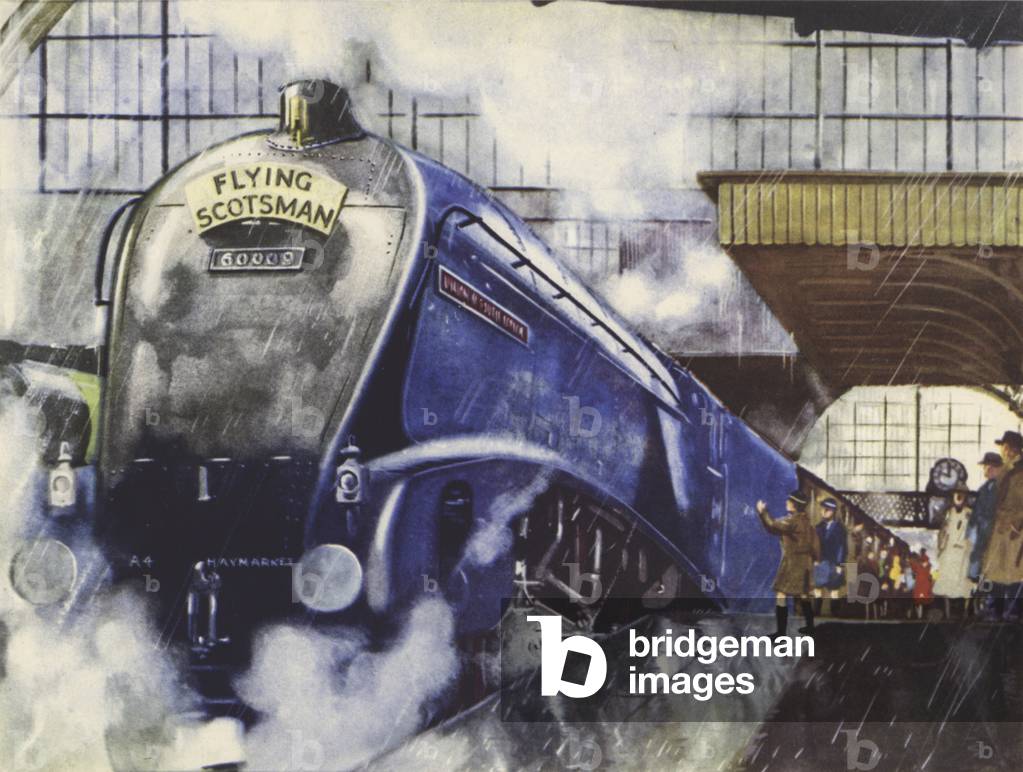 NE Region, Flying Scotsman, A4 Pacific Union of South Africa leaving King's Cross (colour litho)