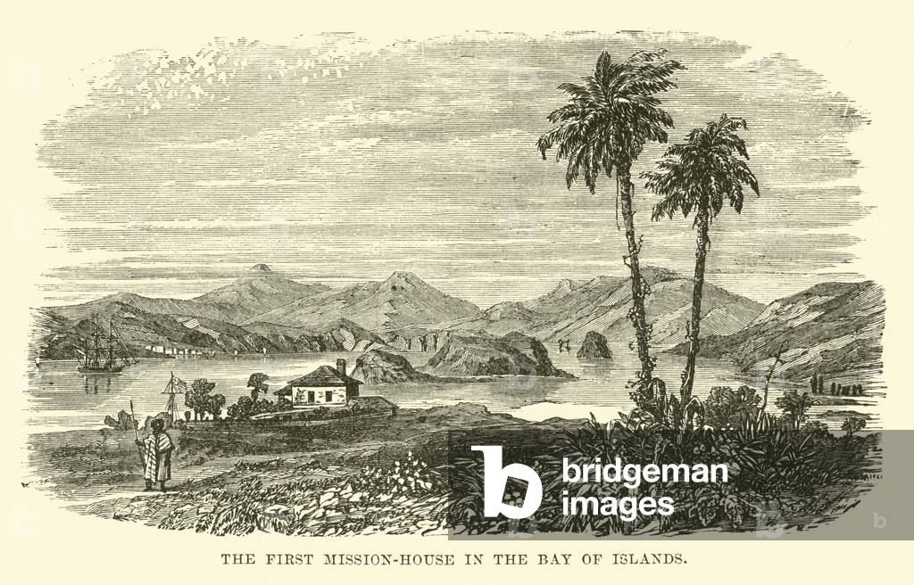 The First Mission-House in the Bay of Islands (engraving)