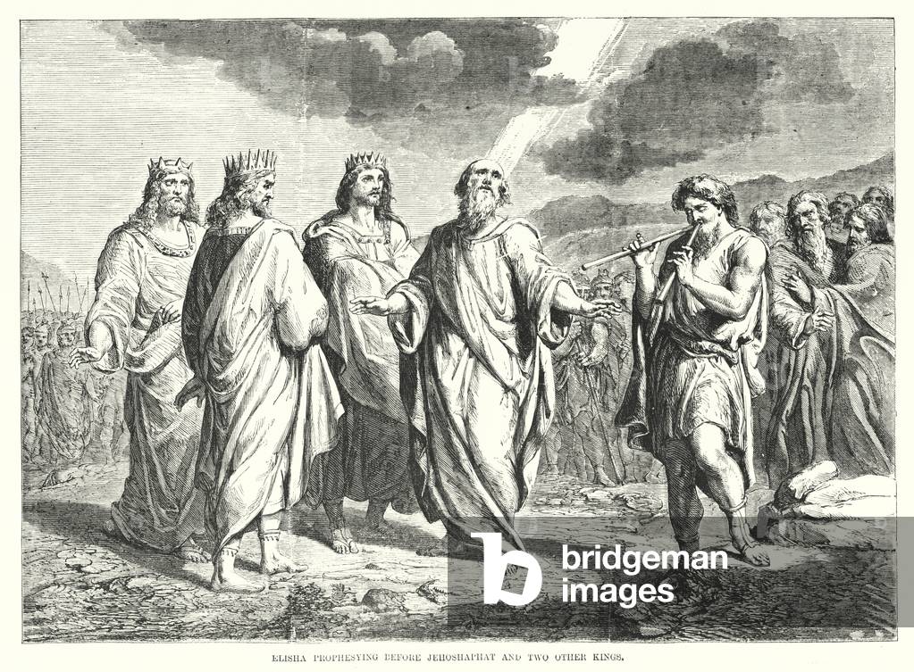 Elisha prophesying before Jehoshaphat and Two Other Kings (engraving)