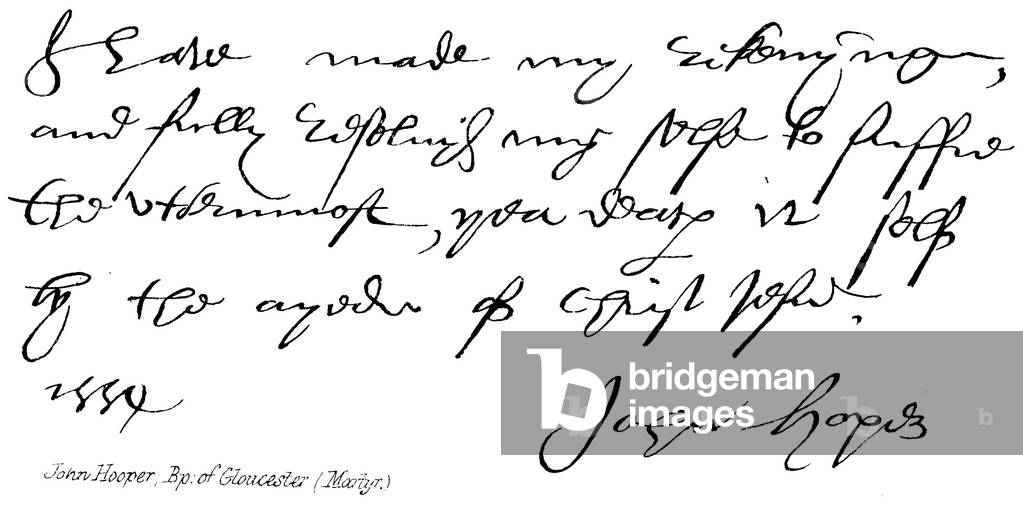 John Hooper, Bp: of Gloucester (Martyr) (engraving)