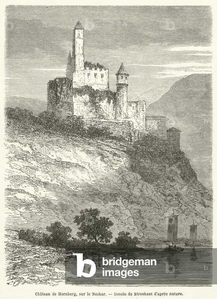 Chateau de Hornberg, sur le Neckar (engraving)
