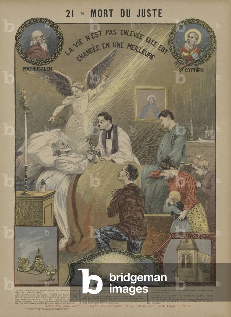 Death of the righteous (colour litho)