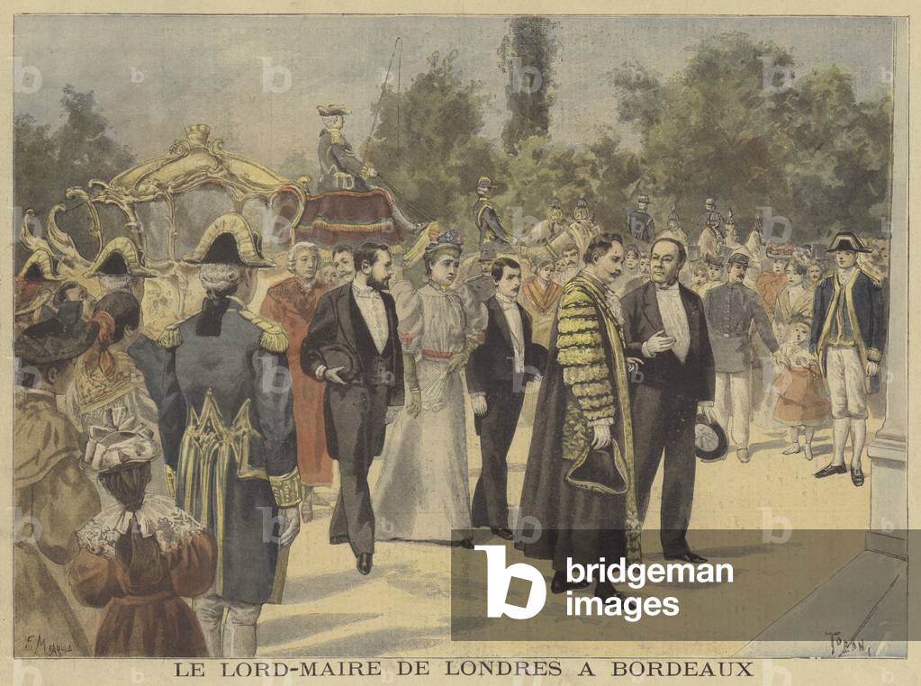 The Lord Mayor of London visiting Bordeaux (colour litho)