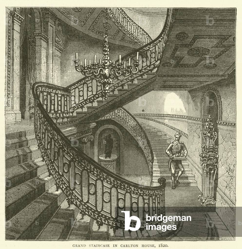 Grand staircase in Carlton House, 1820 (engraving)
