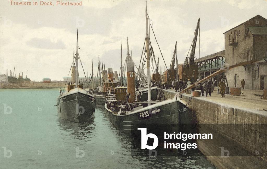 Trawlers in dock, Fleetwood (colour photo)