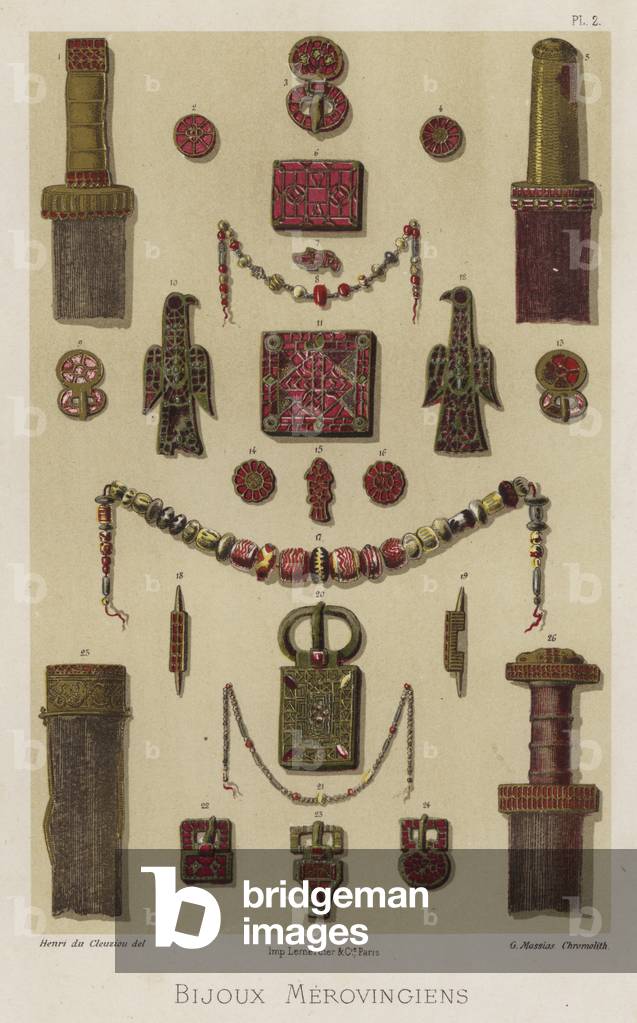 Bijoux Merovingiens (colour litho)