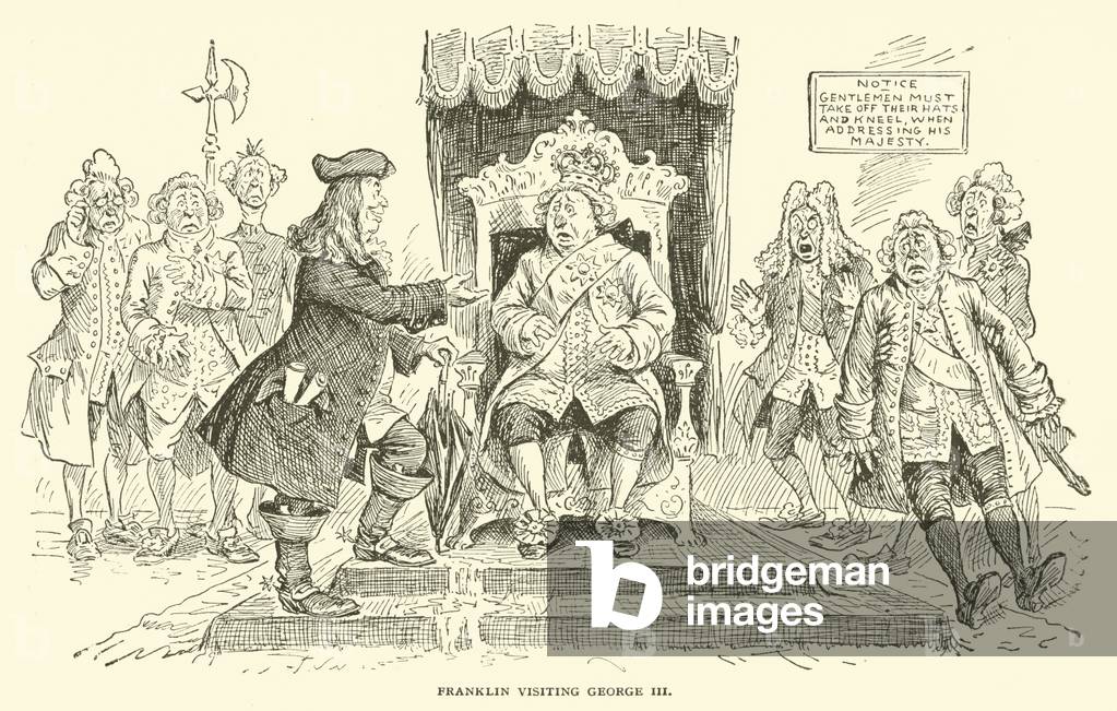 Franklin visiting George III (engraving)