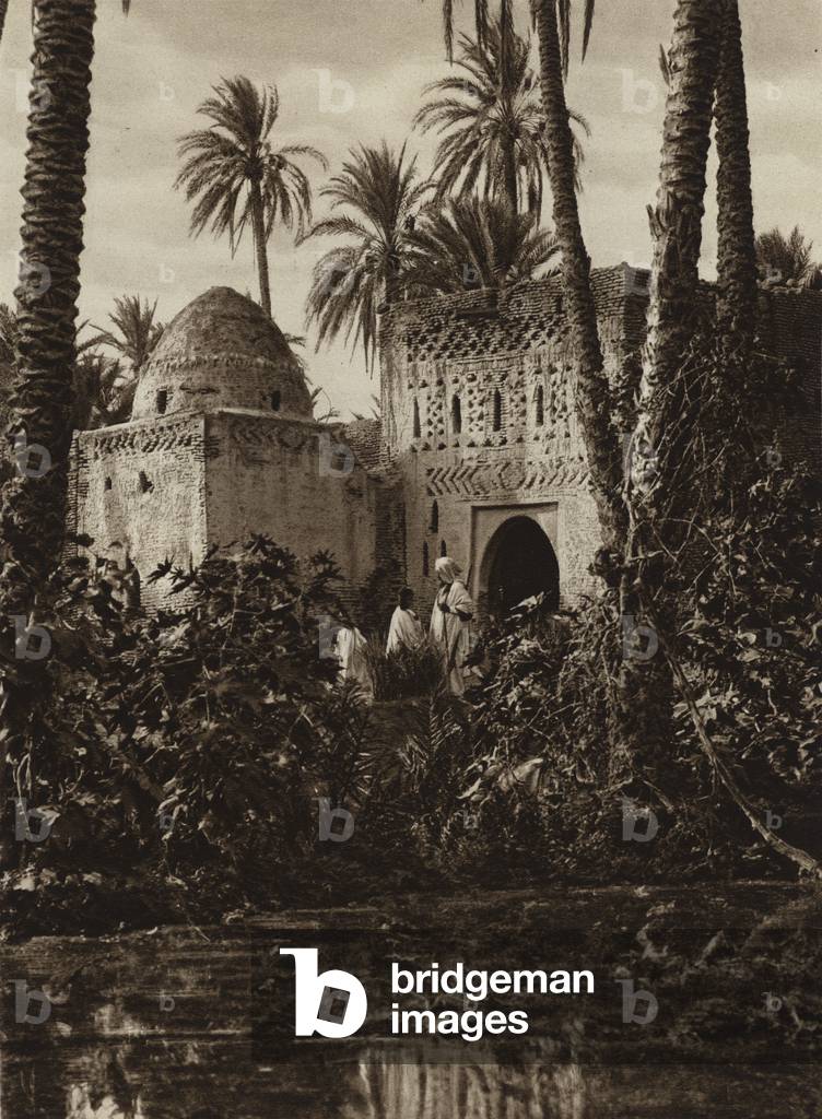 Tozeur Oasis, Clay buildings (b/w photo)