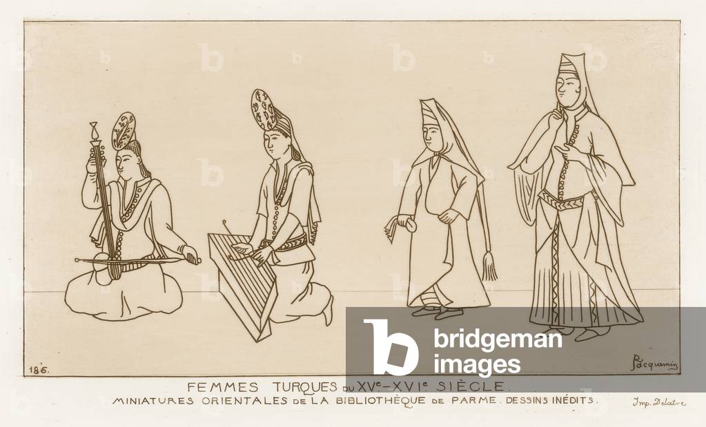 Turkish women from the 15th-16th centuries (engraving)
