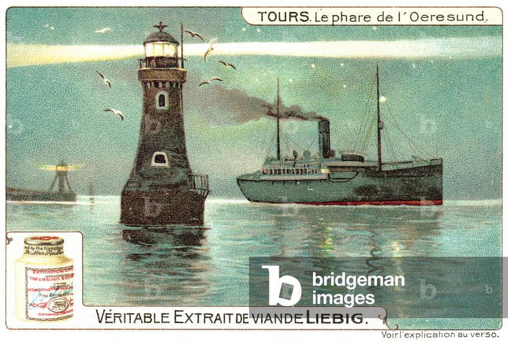 The Lighthouse of Oresund, between Denmark and Sweden (chromolitho)