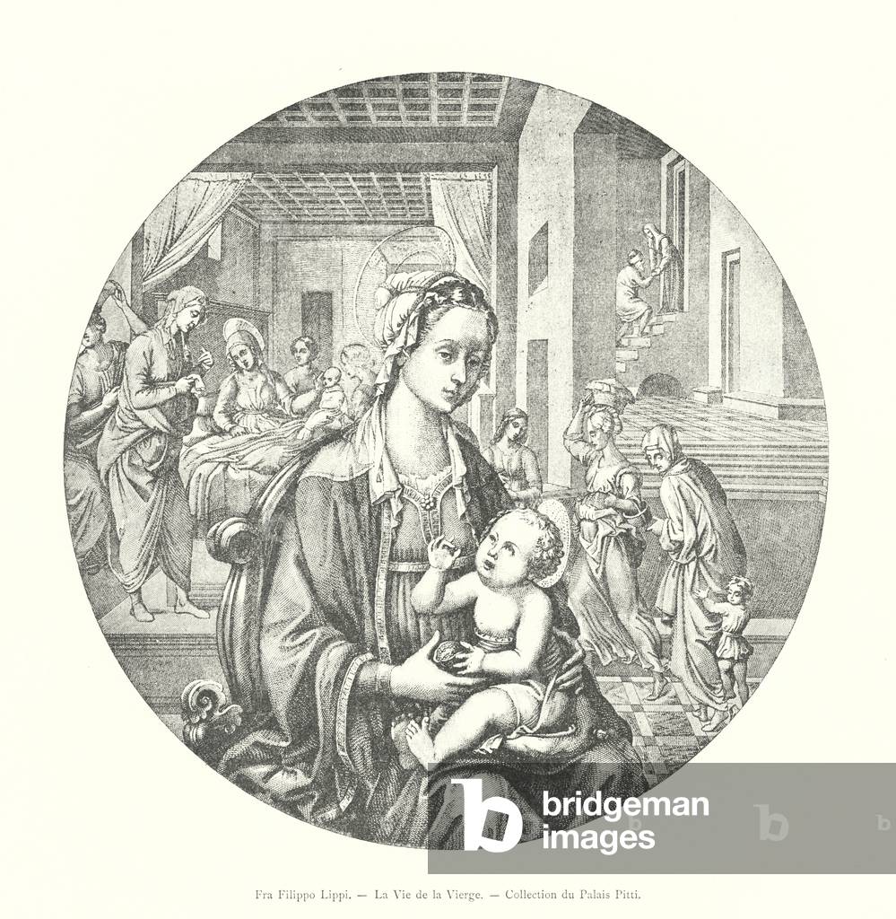 Fra Filippo Lippi, La Vie de la Vierge, Collection du Palais Pitti (engraving)