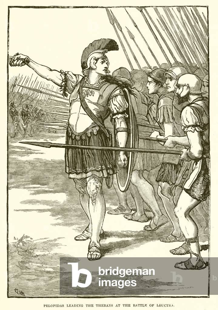 Pelopidas leading the Thebans at the battle of Leuctra (engraving)
