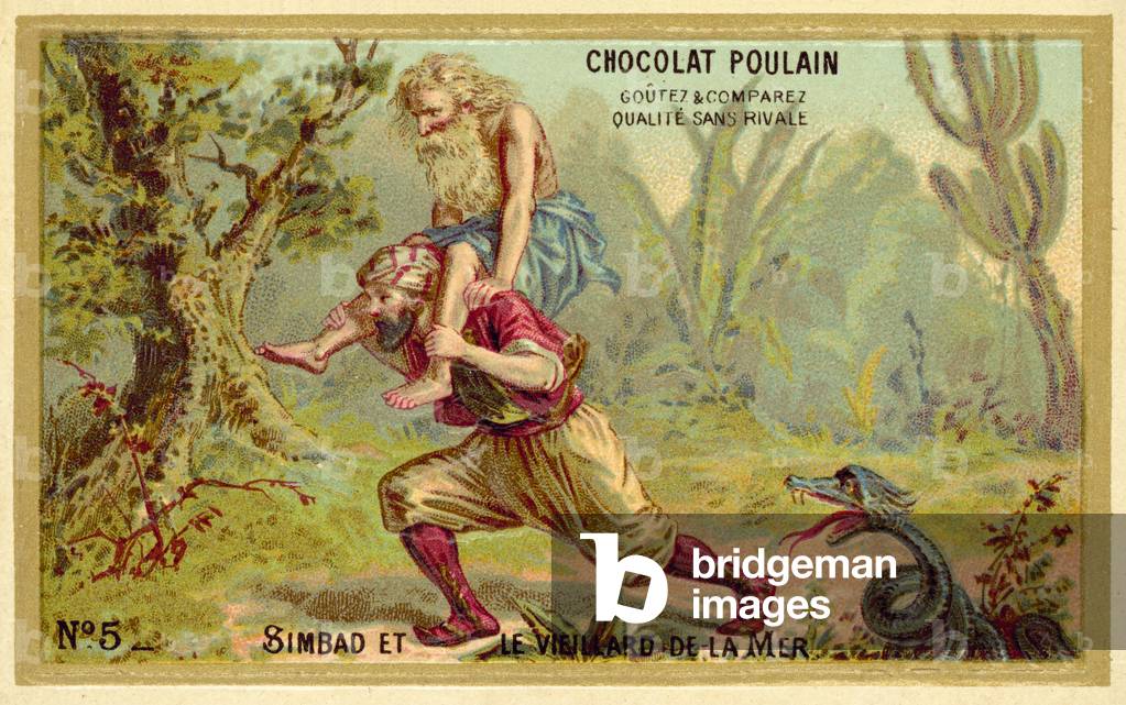 Sinbad and the Old Man of the Sea (chromolitho)