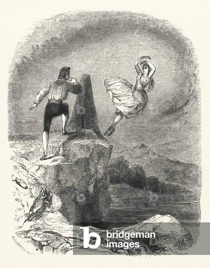 Illustration for the Ballet, Ondine or The Naiad (engraving)