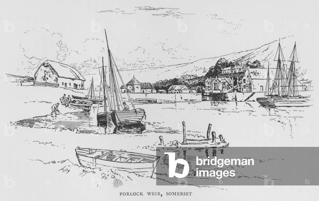 Porlock Weir, Somerset (litho)