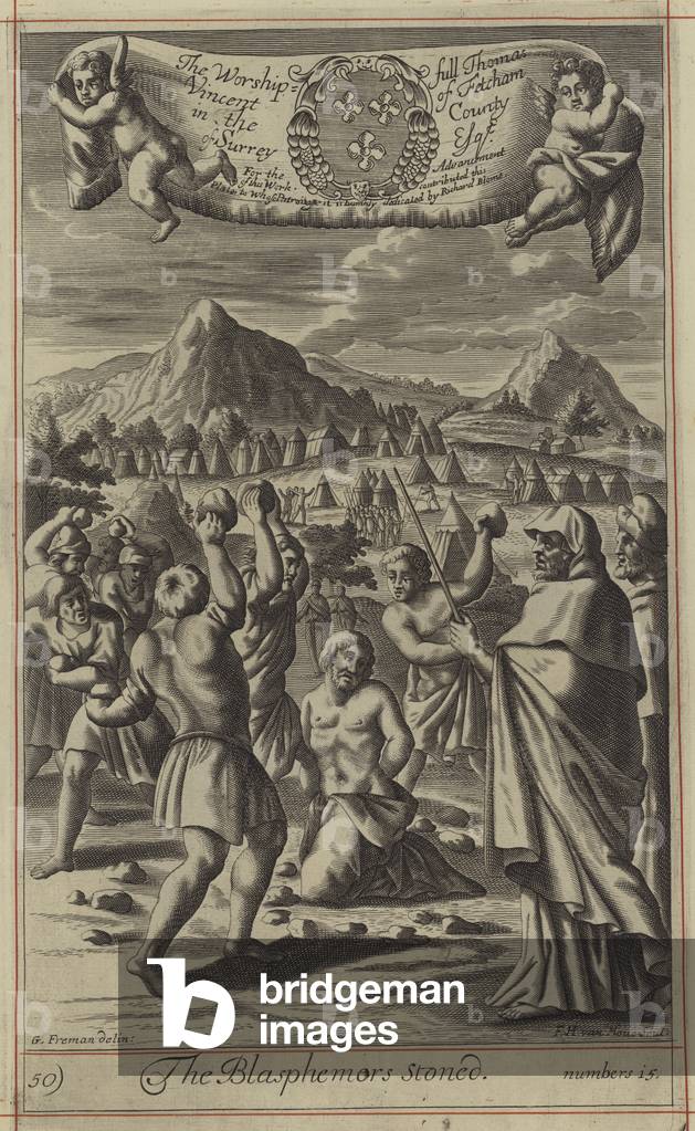 The Blasphemors stoned (engraving)