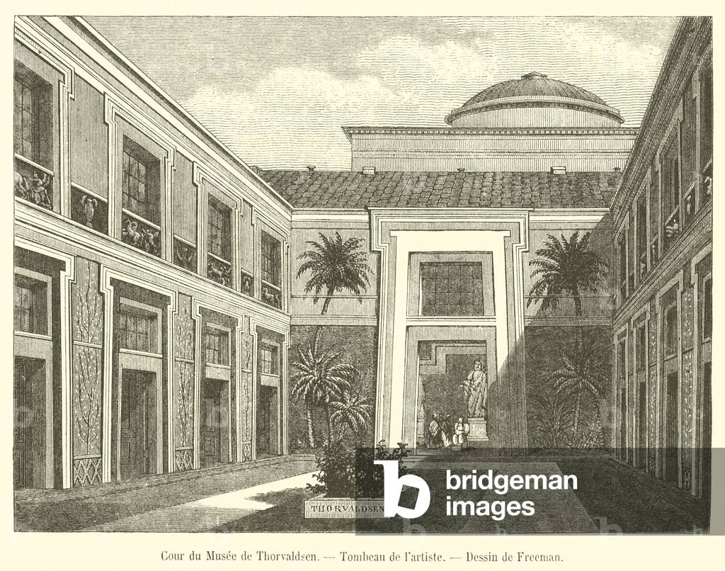 Cour du Musee de Thorvaldsen, Tombeau de l'artiste (engraving)