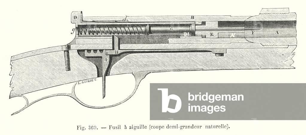 Fusil a aiguille, coupe demi-grandeur naturelle (engraving)