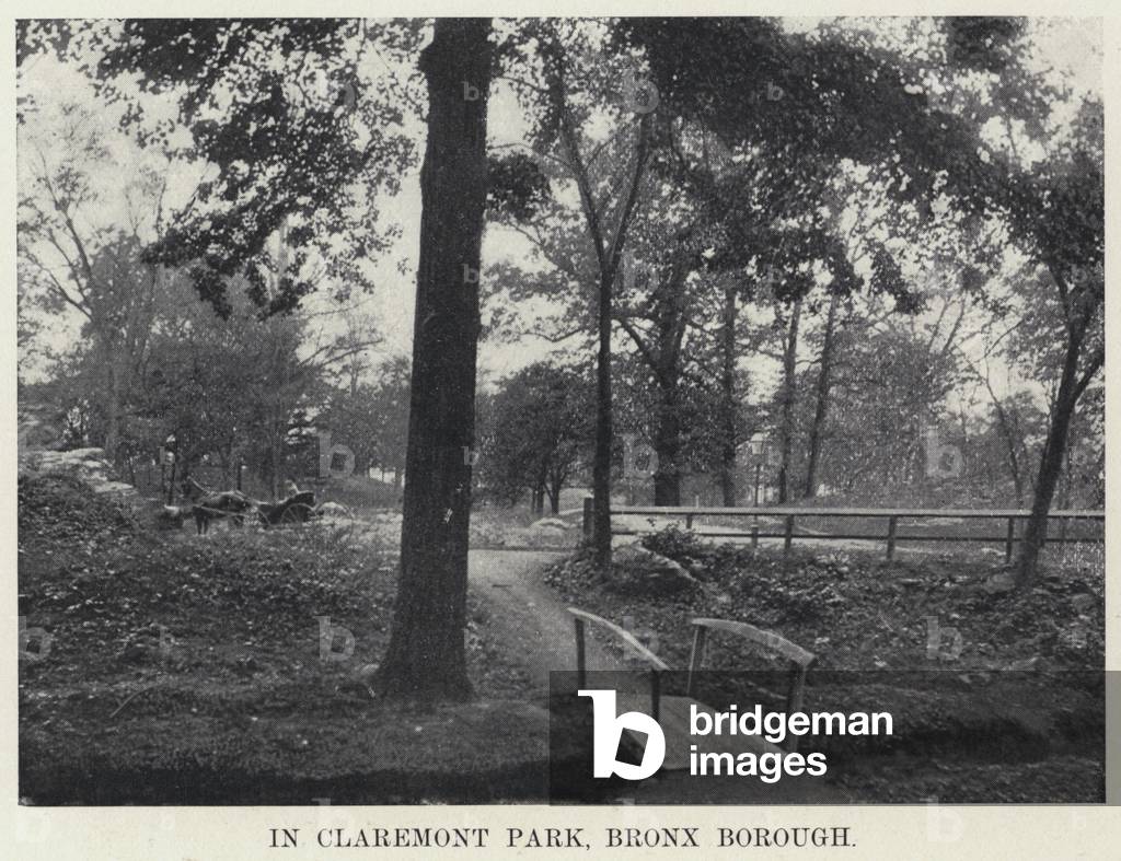 In Claremont Park, Bronx Borough (b/w photo)