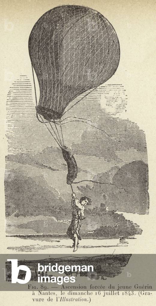 Ascension forcee du jeune Guerin a Nantes, le dimanche 16 juillet 1843, (Gravure de l'Illustration) (engraving)