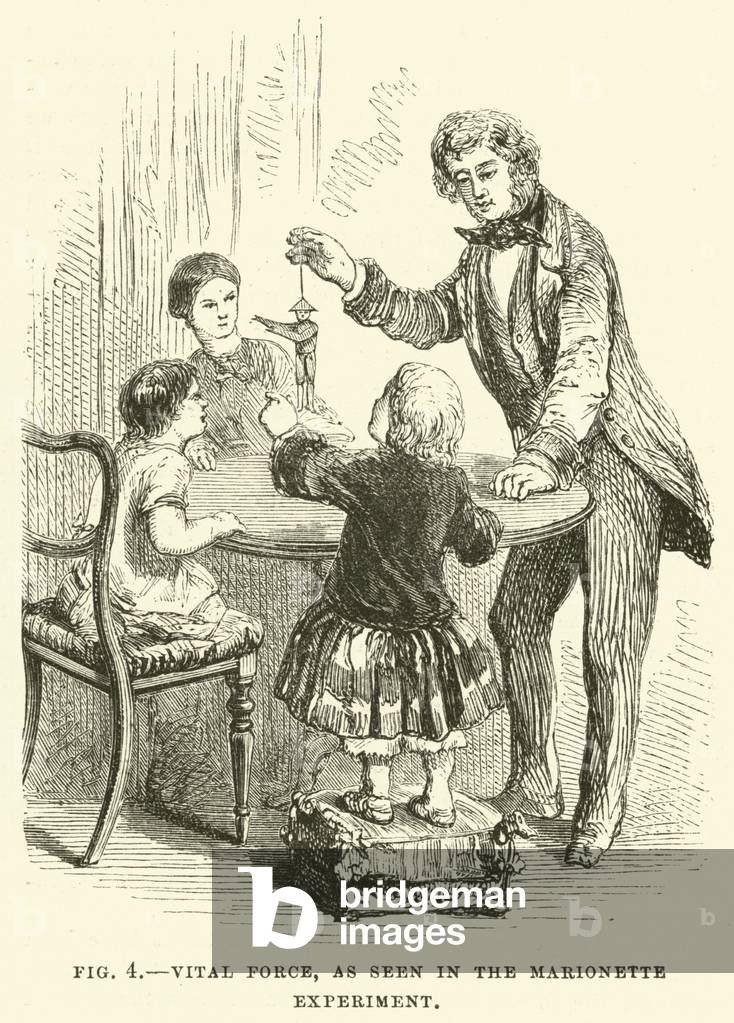 Vital force, as seen in the marionette experiment (engraving)