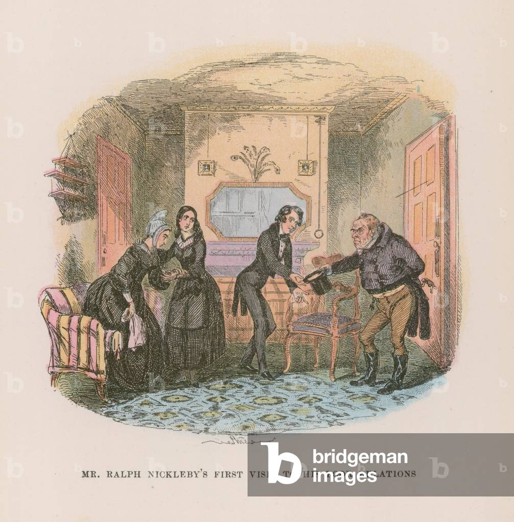 Illustration for Nicholas Nickleby (colour litho)