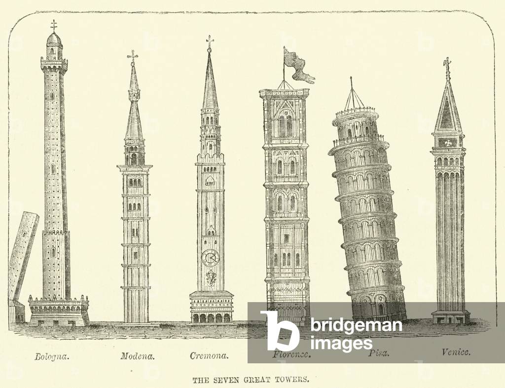 The seven great towers (engraving)
