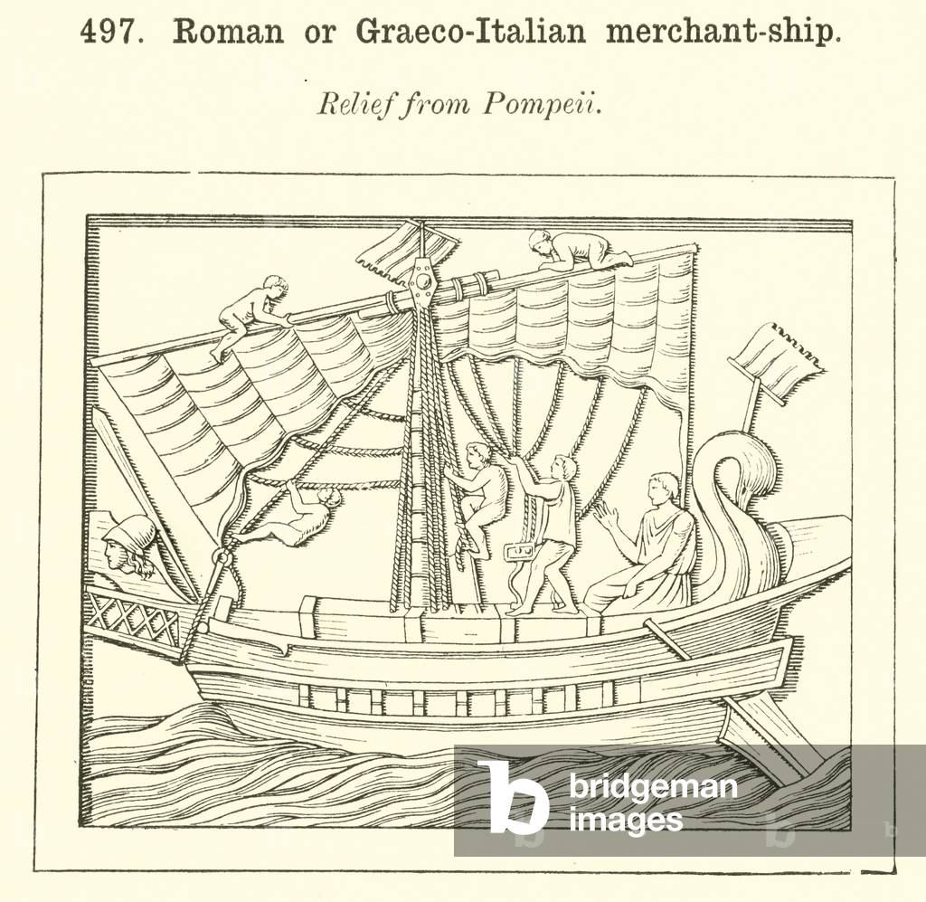 Roman or Graeco-Italian merchant-ship (engraving)