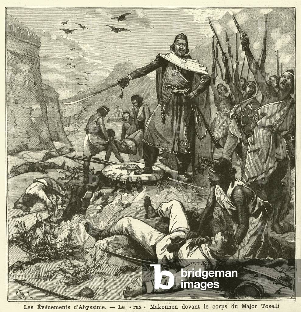Defeat of the Italians at the Battle of Amba Alagi, First Italo-Ethiopian War (engraving)