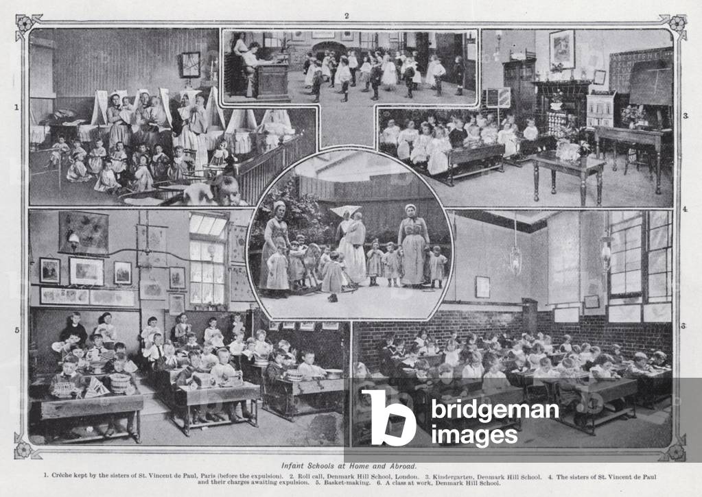 Infant schools at home and abroad (b/w photo)