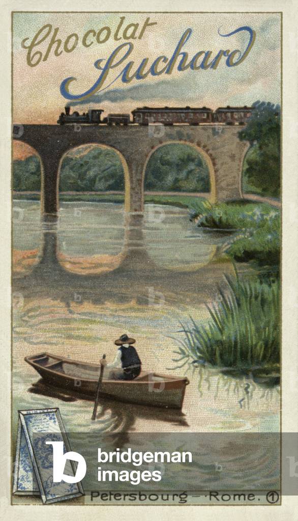 Railway between St Petersburg and Rome (chromolitho)