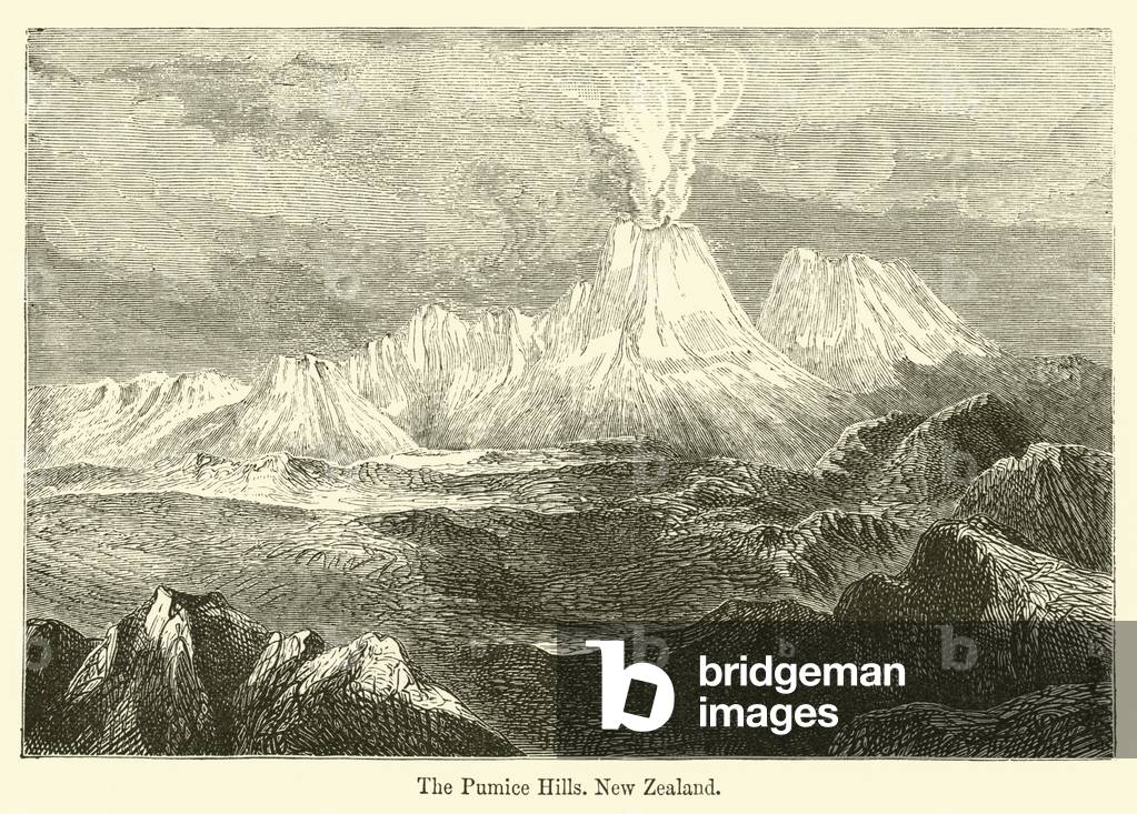 The Pumice Hills, New Zealand (engraving)