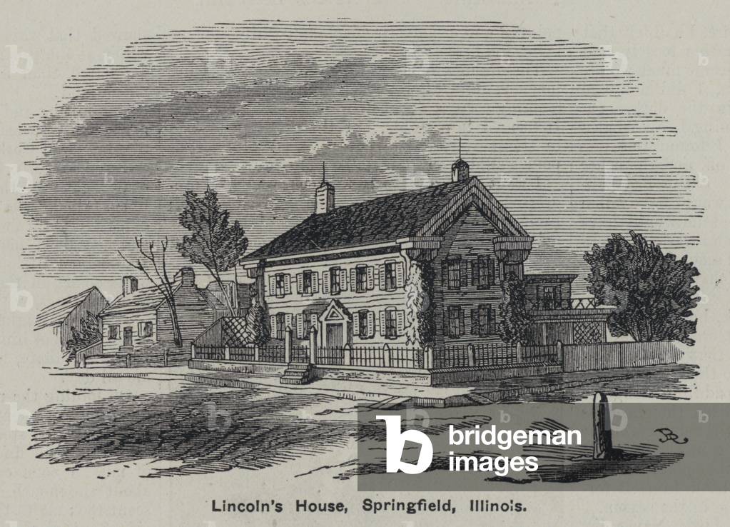 Lincolns house, Springfield, Illinois (engraving)