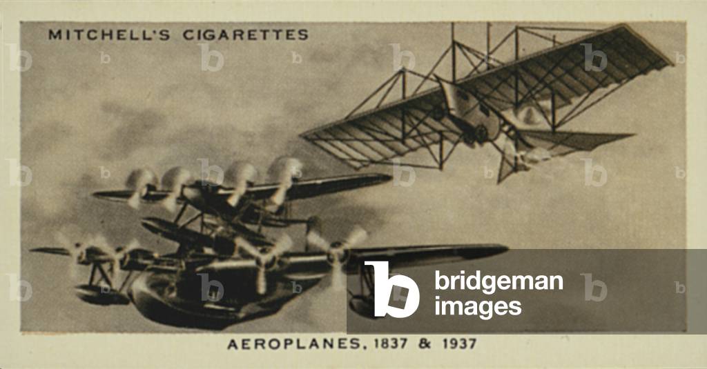 Wonderful Century, 1837-1937: Aeroplanes, Henson's Aerial Steam-Carriage, Mayo Composite Aircraft (litho)