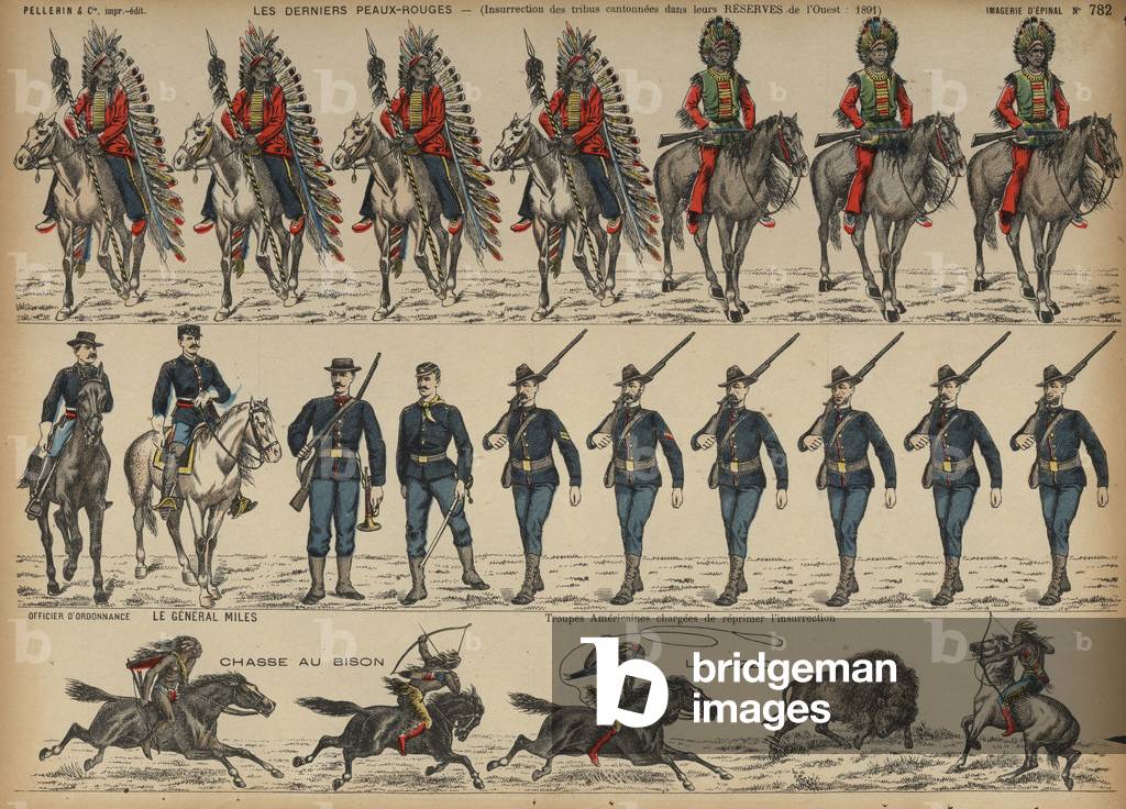The Ghost Dance, uprising of the Lakota Sioux, 1890-1891 (coloured engraving)
