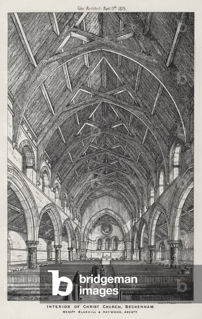 Interior of Christ Church, Beckenham (engraving)