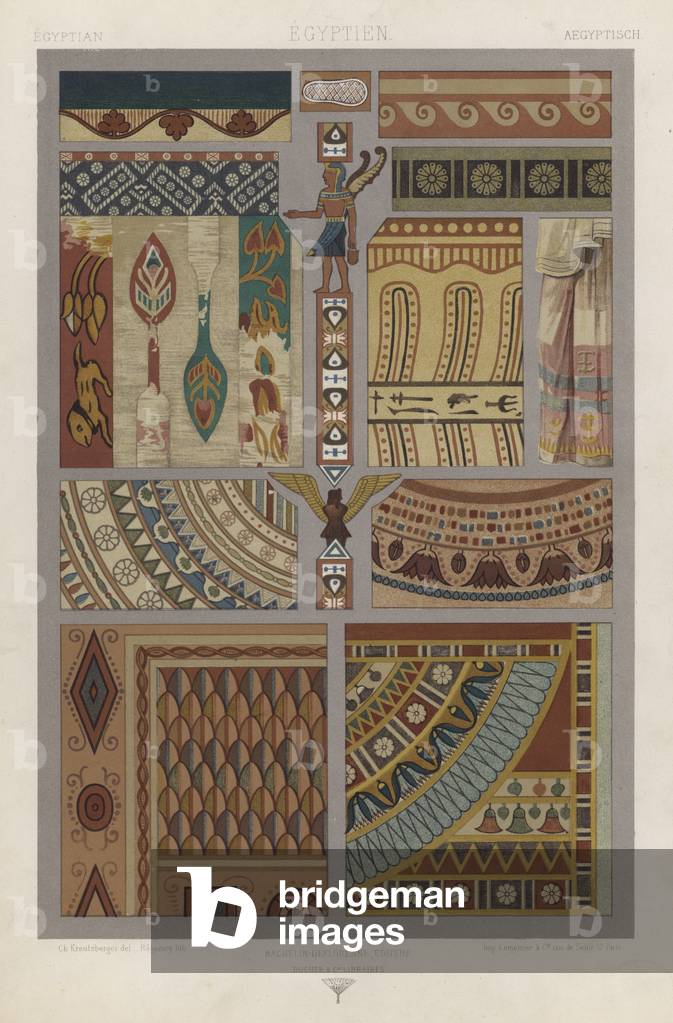 L'Ornement Des Tissus: Egyptian, Egyptien, Aegyptisch (colour litho)