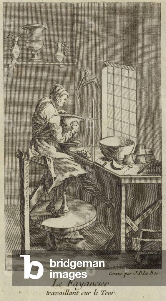 A potter working on the wheel (engraving)