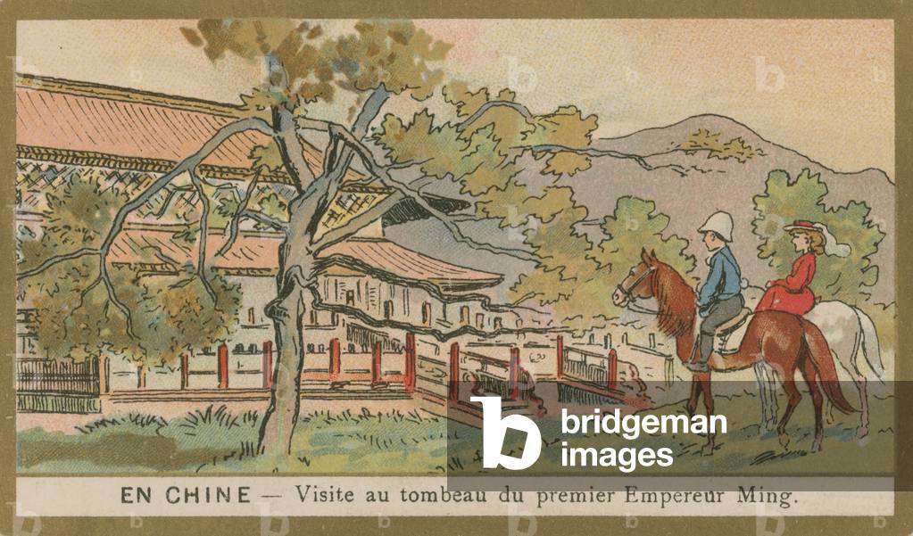 Visiting the tomb of the first Ming emperor, China (chromolitho)