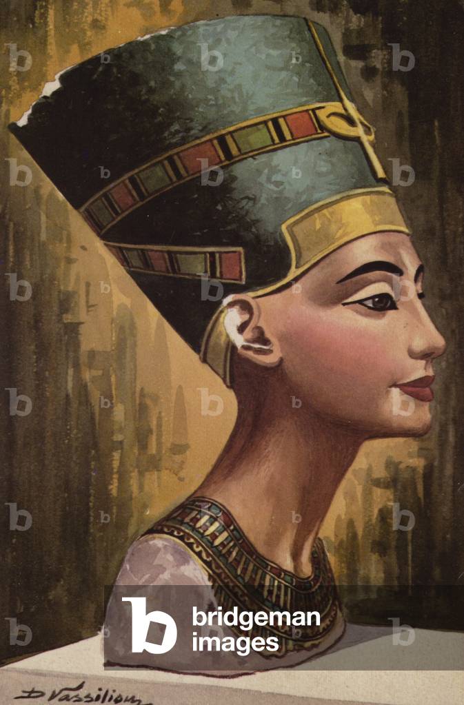 Bust of Nefertiti (colour litho)
